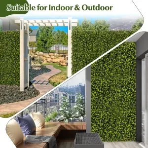 Costway 12 Pcs 50 x 50 cm Artificial Grass Wall Panels 7cm Thickness Greenery Backdrop Wall Panels