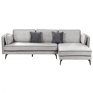 Corner Sofa ALTAN Light Grey Velvet Left Hand