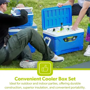 ROYALFORD Ice Cooler Box Set of 5L, 25L, & 50L Boxes Camping Picnic Insulated Food Container Ice Box with Carry Handle, Blue