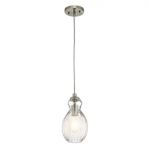 Elstead Riviera 1 Light Pendant, Brushed Nickel, E27