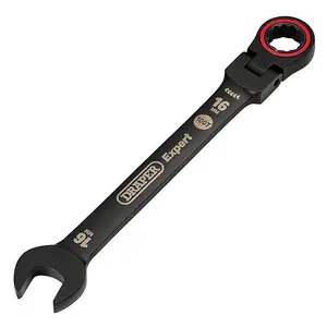 Draper Tools Expert HI-TORQ Metric Flexible Head Ratchet Combination Spanner, 16mm, Black