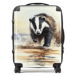 Wading Badger Watercolour Suitcase - Large