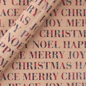 Eco Craft Christmas Wrapping Paper Brown 21 Metres Gift Wrap Assorted Designs 6 Rolls Festive Presents Recyclable