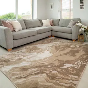 Natural Warm Beige Modern Textured Marble Area Rug 80x150cm