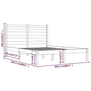 Berkfield Bed Frame Grey Solid Wood Pine 200x200 cm