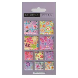 Fluffy Flower Square Stickers Multicoloured (One Size)