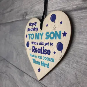 Red Ocean Son Gifts From Mum 18th 21st 30th Birthday Gift For Son Wood Heart Funny Gift For Son