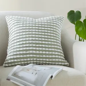 Stab Stitch 43x43cm Cushion with inner Sage Green