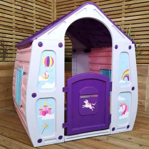 1.09m Purple Kids Indoor Outdoor Plastic Wendy House Unicorn Magical Playhouse