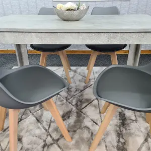 Dining Table With 4 Chairs, Dining Table Room Set 4, Kitchen Set of 4, Grey Table, 4 Grey Tulip Chairs, Kosy Koala