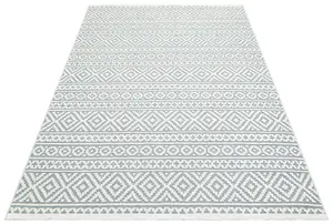 Blue Outdoor Rug, Geometric Stain-Resistant Rug For Patio Decks, 3mm Modern Outdoor Durable Area Rug-190cm X 290cm