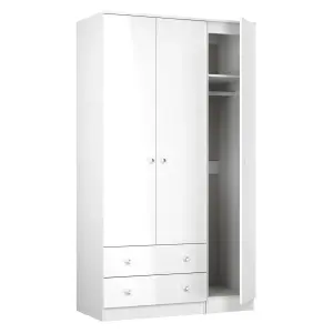 Yarmouth Ready assembled Modern White 2 Drawer Tall Triple Wardrobe (H)1960mm (W)1108mm (D)530mm