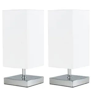 Hodei 30cm Table Lamp (Set of 2) Chrome / White / LED Bulb