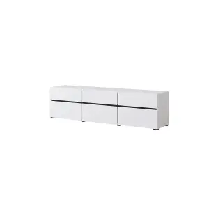 Kross 41 TV Cabinet in White - W1800mm H480mm D400mm Contemporary Minimalist