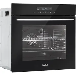 60cm Black Built-In Electric Oven with Fan and Grill - 72L Capacity