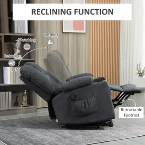 HOMCOM Riser and Recliner Chair w/ Remote, Lift Chair for Elderly, Charcoal Grey