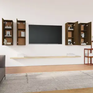 Berkfield TV Cabinets 4 pcs Brown Oak 30.5x30x90 cm Engineered Wood