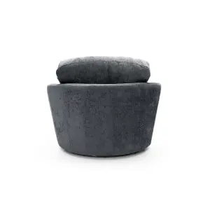 Harriet Crushed Chenille Swivel Chair in Dark Grey