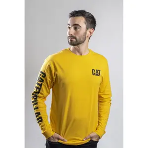 Caterpillar - Trademark Banner Long Sleeve T-Shirt - Yellow - Tee Shirt - L