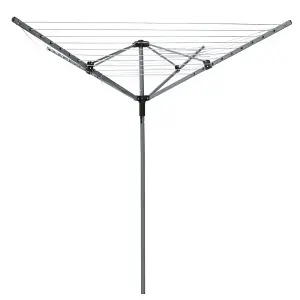 4 Arm 50M Powder Coated Rotary Airer Washing Line Garden Outdoor Laundry Drying Folding Clothes Dryer With Ground Spike & Cover