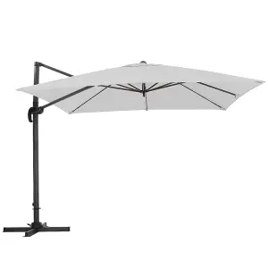 3M Light Grey Canopy Tilt Garden Household Patio Umbrella Outdoor Sun Umbrella Roman Umbrella with Fan Shaped Base