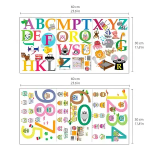 Walplus Combo Kids Happy Animals - Numbering - Alphabets Wall Sticker PVC