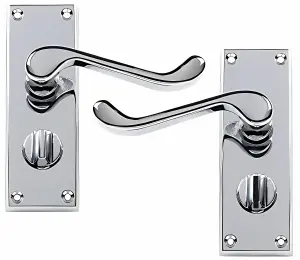 Victorian Scroll Polished Chrome Privacy Premium Door Handles 120mm - 40mm