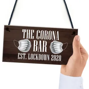 Red Ocean The Corona Bar Lockdown Sign Novelty Bar Hanging Sign Man Cave Gift For Him