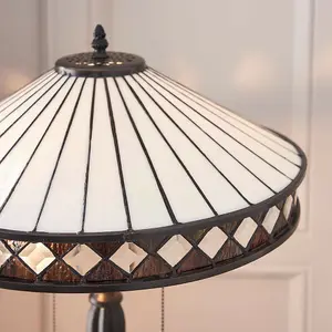 Dark Bronze Table Lamp - Diamond Shaped Detailling - 2 x 60W E27 GLS Required