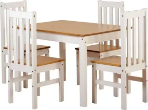 Ludlow Dining Set in Oak Effect with 4 White chairs