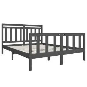 Berkfield Bed Frame Grey Solid Wood 160x200 cm 5FT King Size