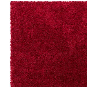 Red Modern Shaggy Easy to Clean Plain Rug for Living Room, Dining Room, Bedroom - 80cm X 150cm