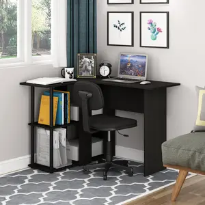 Angulo L-Shape Computer Desk Black / Espresso