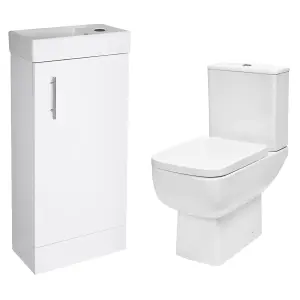 Bubly Bathrooms™ 400mm Vanity Unit and Close Coupled WC Dual Flush Toilet Set