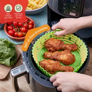 WAFE Round Air Fryer Liner for Tower and Ninja Air Fryer (Set of 2) Green/Black