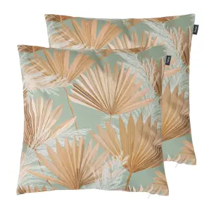 Veeva Pampas Grass Print with Stone Back Set of 2 Outdoor Cushion