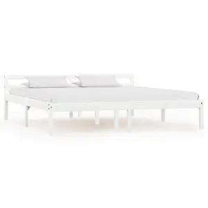 Berkfield Bed Frame White Solid Pine Wood 160x200 cm