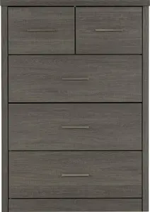 Lisbon 3+2 Drawer Chest in Black Wood Grain