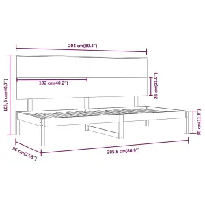 Berkfield Day Bed White 90x200 cm Solid Wood Pine