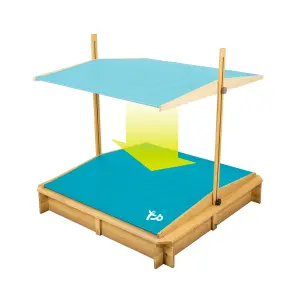 TP Toys Timber Rectangular Sand pit, Pack of 1 with Canopy