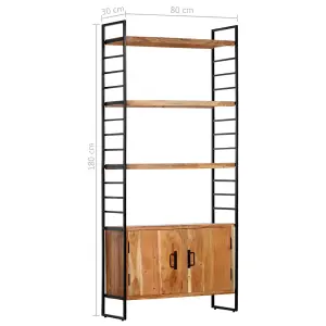 Berkfield 4-Tier Bookcase 80x30x180 cm Solid Acacia Wood