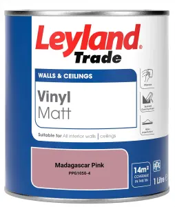 Leyland Trade Vinyl Matt Walls & Ceilings Emulsion Paint Madagascar Pink (PPG1050-4) 1L