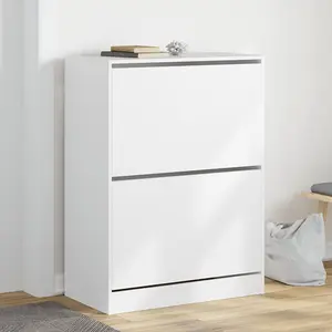 Shoe Cabinet with 2 Flip-Drawers White 80x42x108 cm