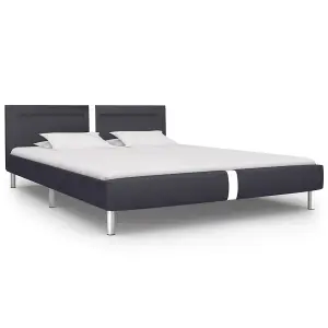 Berkfield Bed Frame with LED Black Faux Leather 150x200 cm 5FT King Size