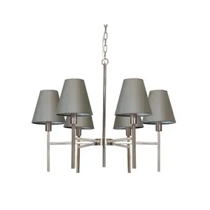 Elstead Lucerne 6 Light Pendant Chandelier with Grey Shade