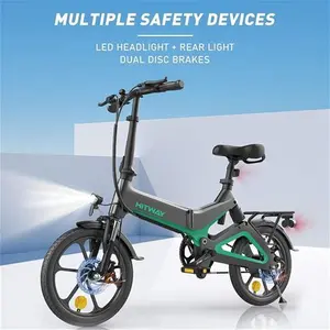 HITWAY E-BIKE For Adults Folding Bicycle 16" City Electric Bike Black