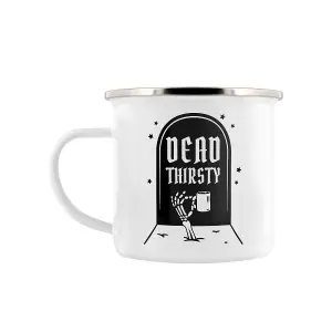 Grindstore Dead Thirsty Enamelled Mug White/Black (One Size)