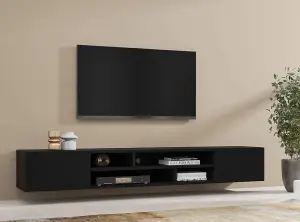 Sleek Coby 40 TV Cabinet 2090mm in Black Matt - Contemporary Media Unit H330mm D450mm