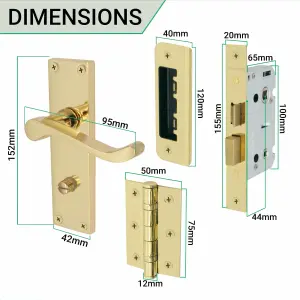 EAI - Victorian Scroll Lever on Backplate Bathroom Kit / Pack - 152mm x 42mm - Polished Brass