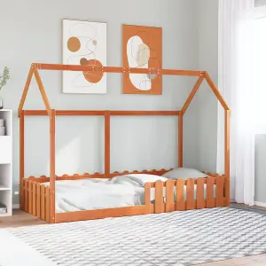 Berkfield Kids' House Bed Frame without Mattress Wax Brown 90x190 cm Single